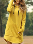 Casual Solid Pocket Long Sleeve Hooded Dress