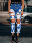 Washed Ripped Casual Jeans