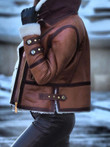 Letter Zipper Sheep Cake Wool Composite Leather Jacket