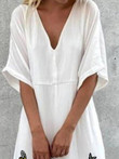 V-Neck Printed Short Sleeve Casual Dress