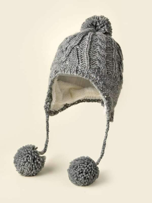 Fluffy Pom Pom Decor Knit Hat