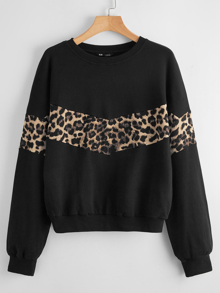 Leopard Panel Pullover