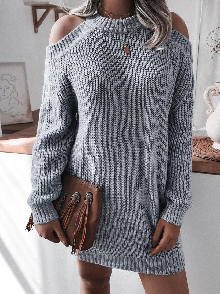 Off-The-Shoulder Long Sleeve Sweater Dress
