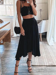 Solid Tube Top Sling Top & Skirt Two-Piece Set