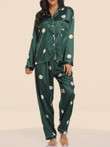 Printed Acetate Silk Two-Piece Home Pajamas Set