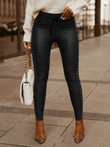 Belted Studded Slit Skinny Leather Pants