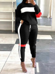 Striped Long Sleeve Pocket Trousers Sports Two-Piece Set