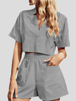 Crop Short Sleeve Top & Shorts Casual Two Piece Set
