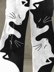 Cat Print Pocket Wide Leg Pants