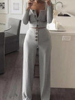Long Sleeve Cardigan Slim Buttoned Casual Two-Piece Suit