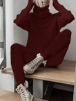 Casual High-neck Long Sleeve Knitted Two-Piece Suit
