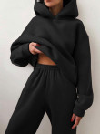 Long Sleeve Hoodie & Trousers Solid Two-Piece Suit
