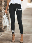 Letter Cat Paw Print Skinny Casual Trousers