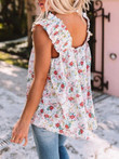 Floral Square Neck Sleeveless Loose Tank Tops