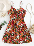 Flower Print Tie Cami Summer Dress