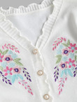 Floral Embroidery Slim Lettuce Knitwear Top