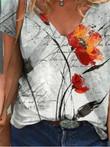 Floral Print Loose Short-sleeved Top