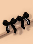 Faux Pearl Decor Bow Design Stud Earrings