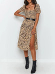 Leopard Print Slit Dress