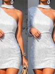 Strapless Silver Mini Dress