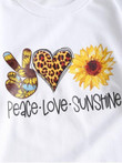 French Terry Sunflower Heart Gesture Graphic Sweatshirt