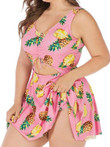 Fruit Print Hollow Out Plus Size One Piece Swimsuit