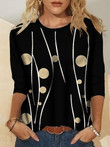 Printed Round Neck Long Sleeve Pullover T-Shirt