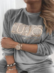 Letter Sequin Embroidered Long Sleeve T-Shirt