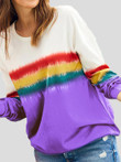 Round Neck Multicolor Striped Long Sleeve T-Shirt