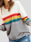 Round Neck Multicolor Striped Long Sleeve T-Shirt