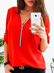 Loose Fitting Zip Up Deep V Neck Long Sleeve T Shirts