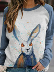 Rabbit Print Round Neck Long Sleeve T-Shirt
