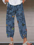 Printed Butterfly Casual Lantern Pocket Trousers