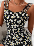 Printed Sleeveless Suspender Mini Dress