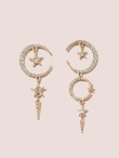 Rhinestone Star & Moon Decor Earrings