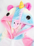 Plush Button Through Pocket Rainbow Unicorn Costume Pajama Onesie