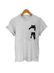 Pocket Cat T-shirt Women's Cute Black Kitty