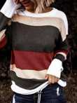 Colored Striped Loose Round Neck Sweater