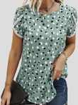 Lace Stitching Polka Dot Short Sleeve T-Shirt