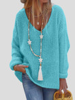 Casual V-Neck Long Sleeve Knitted Sweater