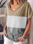 Gradient Contrast Print V-Neck Short Sleeve T-Shirt
