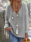 Casual V-Neck Long Sleeve Knitted Sweater