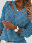 V-Neck Hollow Long Sleeve Knitted Sweater