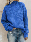 High Collar Long Sleeve Twist Knit Sweater