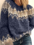Mohair Jacquard Chunky Knit Sweater