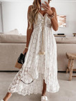 Lace Sling Solid Color Sleeveless Dress