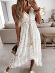 Lace Sling Solid Color Sleeveless Dress