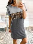 Leopard Print Casual Round Neck Short Sleeve Dress