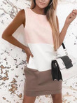 Sleeveless Round Neck Color Matching Skirt