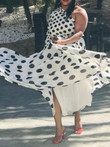 Slanted Shoulder Polka Dot Print Skirt